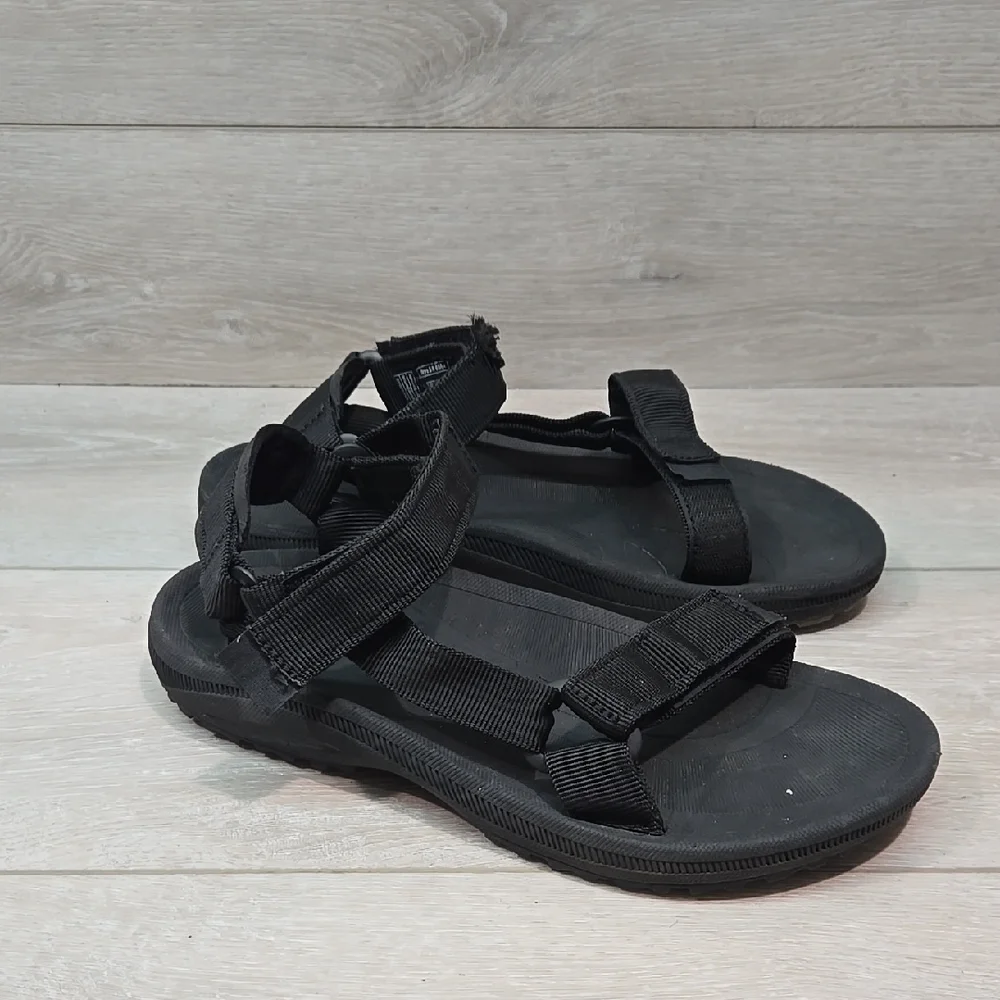 Teva Mens 6584 Hook&Loop Black Strappy Sandals Shoes Outdoor Sz 8